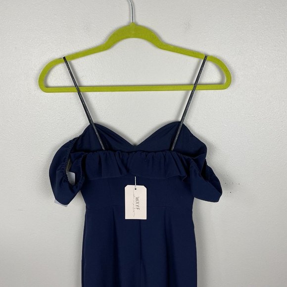 WAYF The Gabrielle Strapless Trumpet Gown Navy Blue Women's XXS Off The Shoulder - Picture 4 of 10